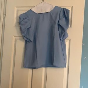 Light Blue Puff Sleeve Blouse